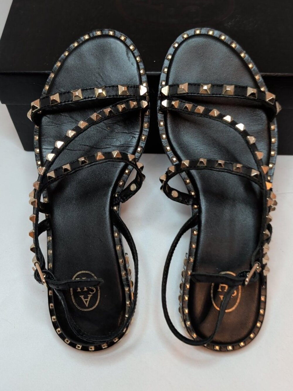 Ash Black and Gold Peace Leather Sandals - Picture 7 of 8